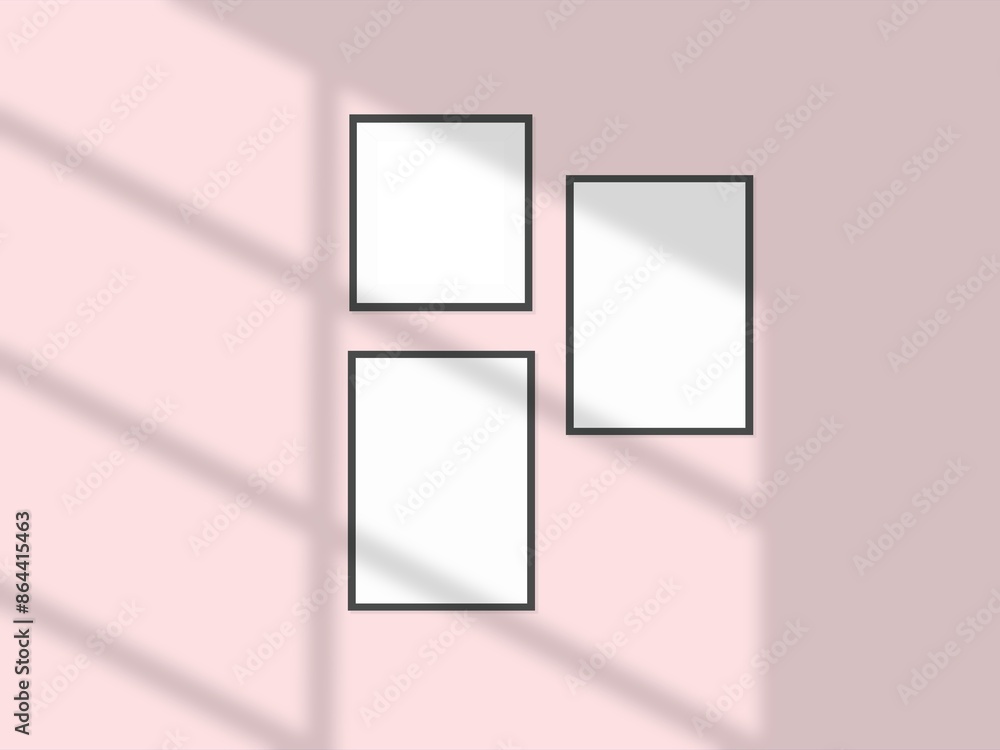 Rectangular horizontal frame hanging on a wall mockup Rectangular horizontal frame hanging on a wall mockup
