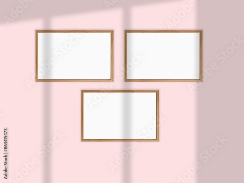 Rectangular horizontal frame hanging on a wall mockup