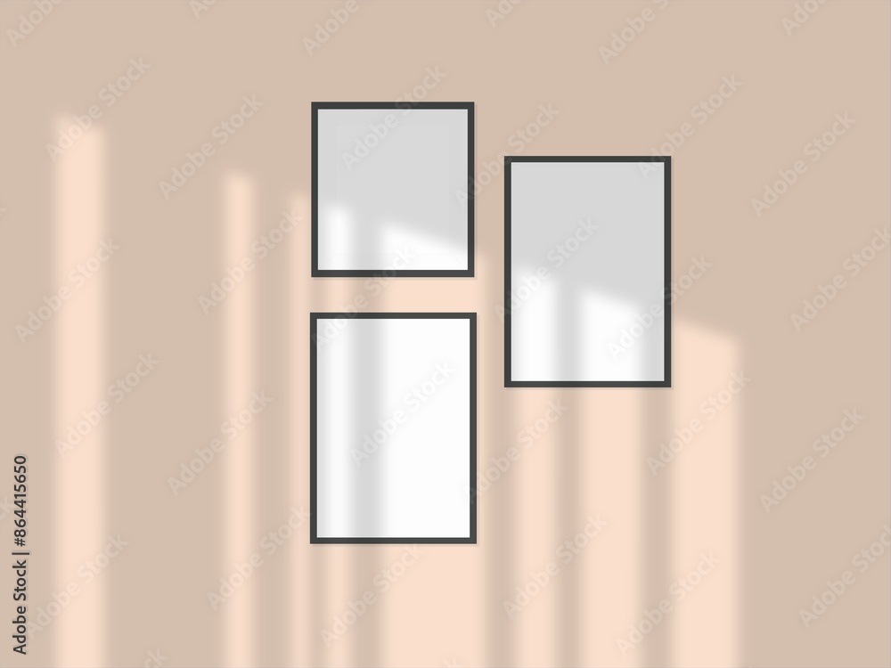 Rectangular horizontal frame hanging on a wall mockup Rectangular horizontal frame hanging on a wall mockup