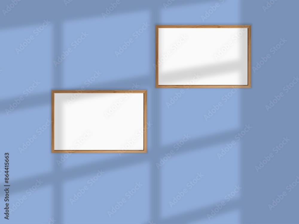 Rectangular horizontal frame hanging on a wall mockup Rectangular horizontal frame hanging on a wall mockup