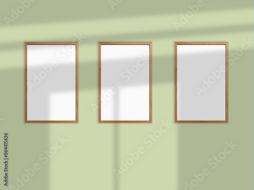 Rectangular horizontal frame hanging on a wall mockup