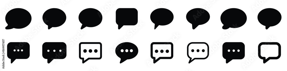 Set of vector speech bubble icons in different styles. Collection of Chat and Speech Bubble Icons in Different Shapes. Set of vector speech bubble icons in different styles. Collection of Chat and Speech Bubble Icons in Different Shapes.