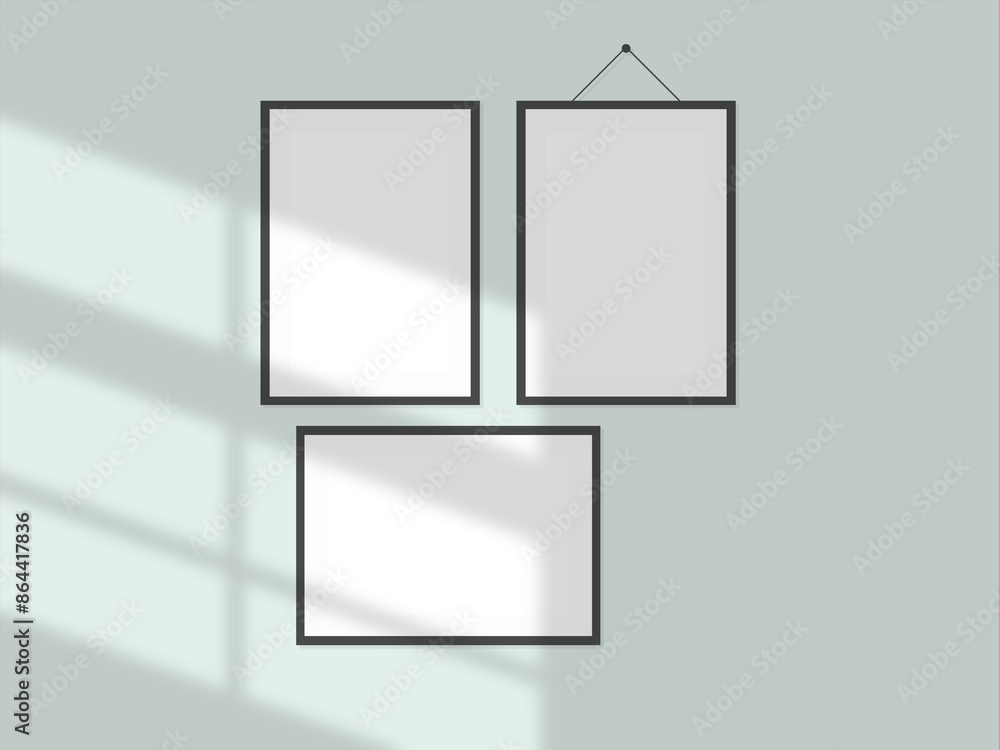 Blank frame hanging on a wall mockup Blank frame hanging on a wall mockup