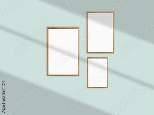Blank frame hanging on a wall mockup