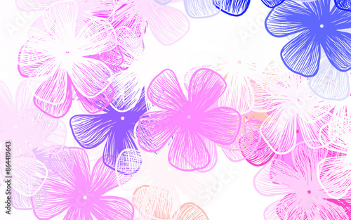 Light Purple vector doodle background with flowers