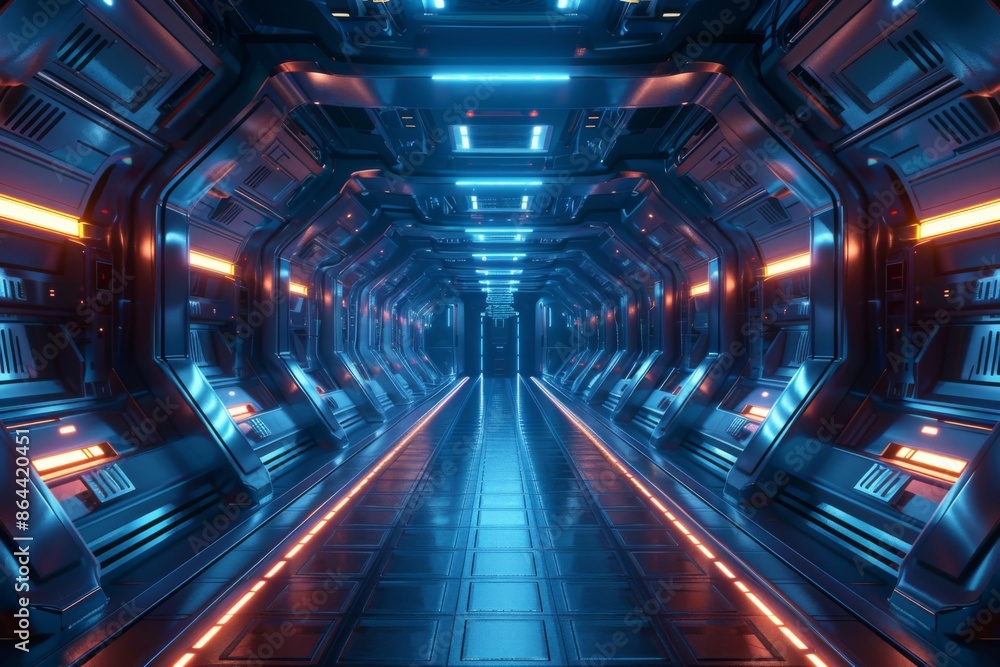 Futuristic Sci-Fi Space Station Corridor Futuristic Sci-Fi Space Station Corridor