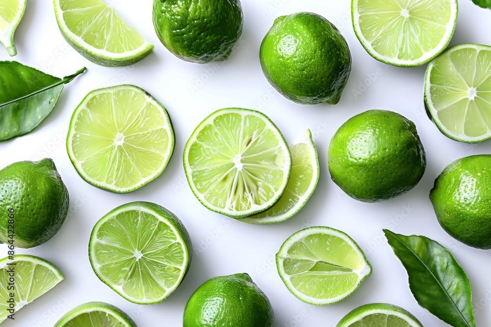 Fresh limes on white background Fresh limes on white background