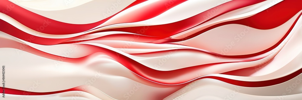 Naklejka premium Abstract off white and red wavy wide background cover