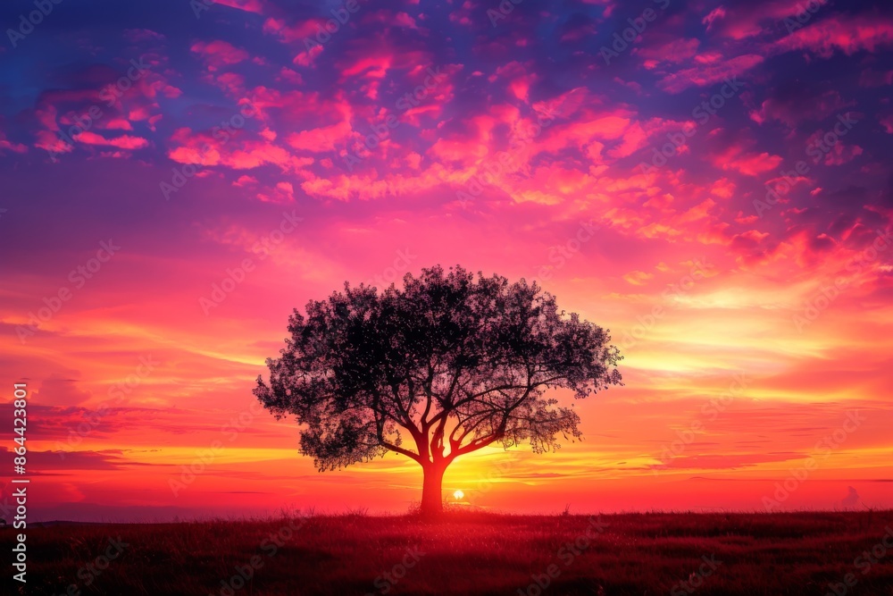 Majestic Sunset Tree Silhouette Majestic Sunset Tree Silhouette