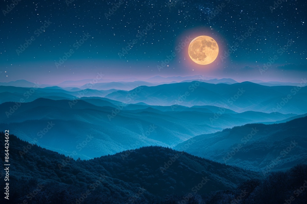 Moonlit Mountain Range Landscape Moonlit Mountain Range Landscape