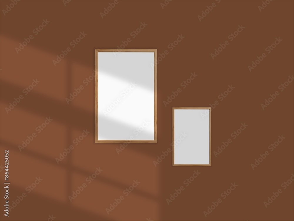 Mock up blank frame hanging on wall in room Mock up blank frame hanging on wall in room