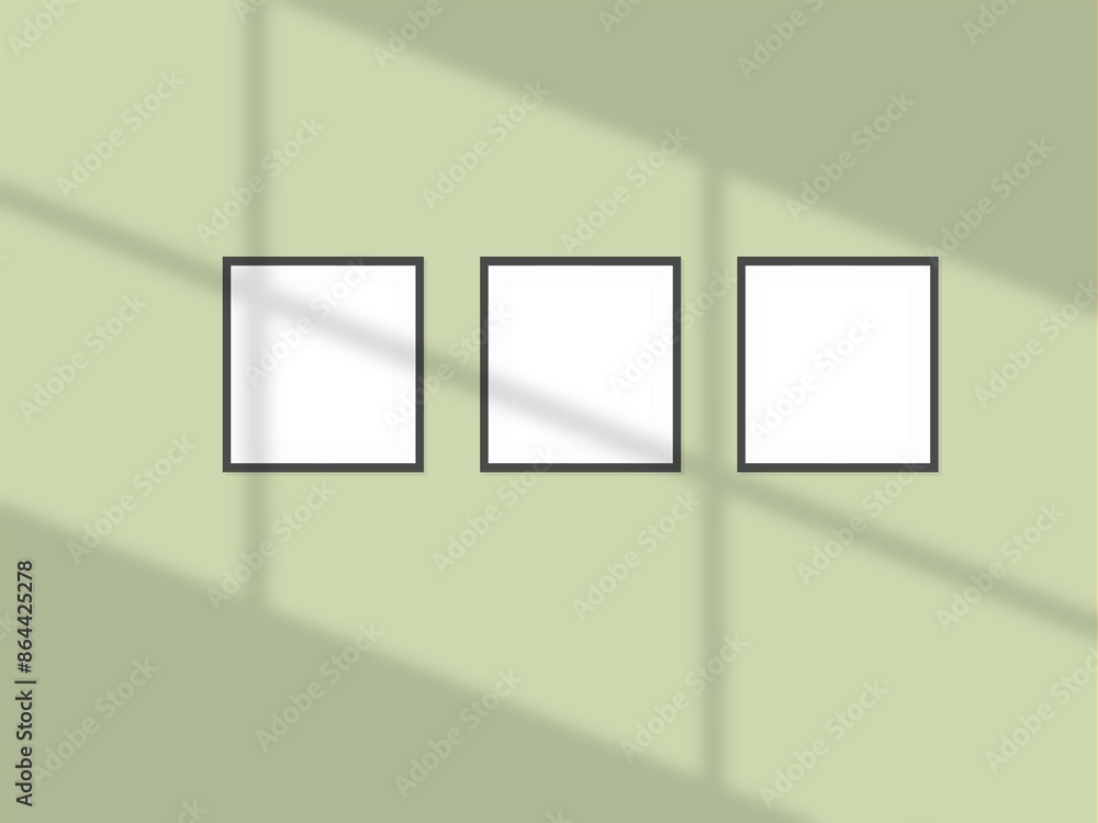 Mock up blank frame hanging on wall in room Mock up blank frame hanging on wall in room