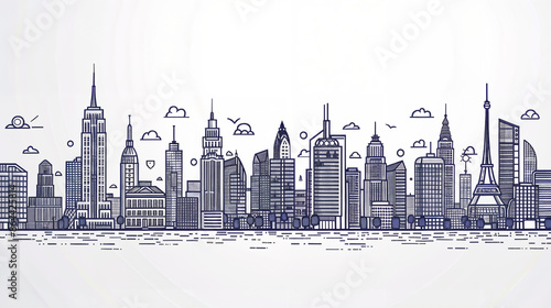 Wallpaper Mural Continuous Line Art of Skyline City  Torontodigital.ca