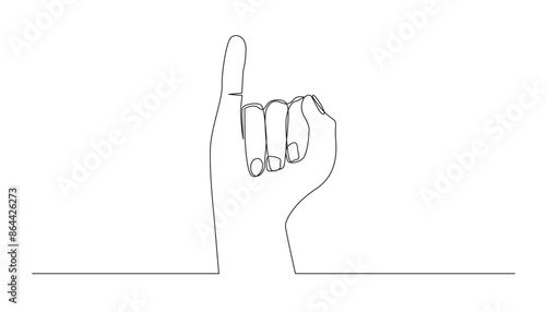 continuous line of little finger.little finger sign to show agreement,friendship and others.single line vector.isolated white background