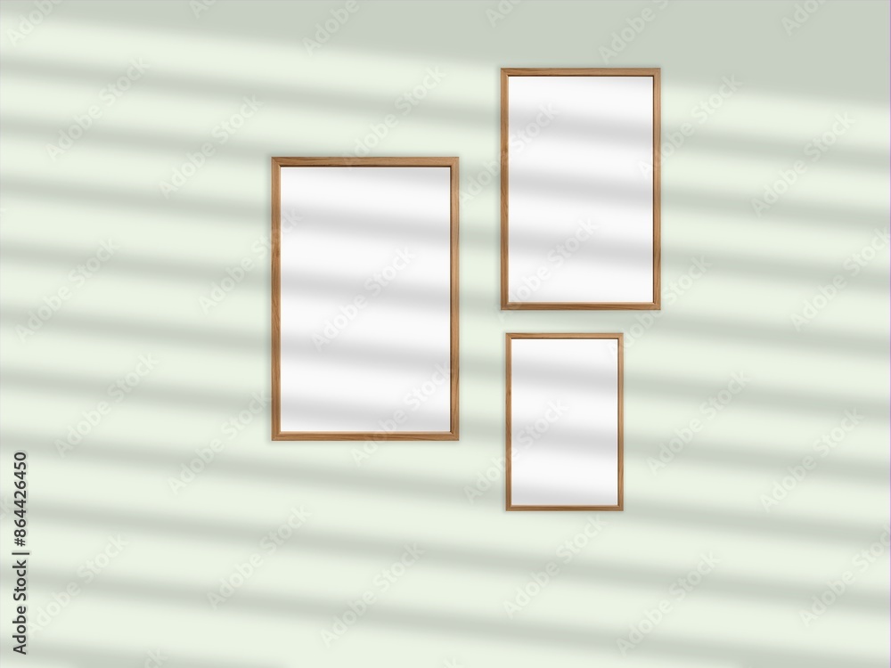 Vertical picture frames mockup with wal, Sunlight. Vertical picture frames mockup with wal, Sunlight.