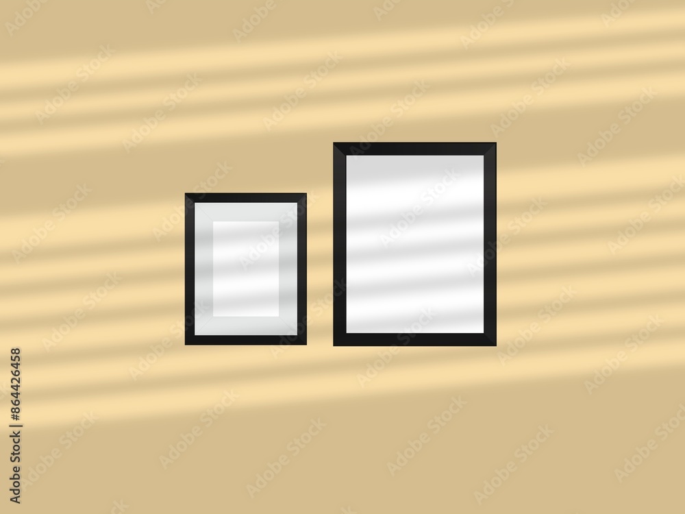 Vertical picture frames mockup with wal, Sunlight. Vertical picture frames mockup with wal, Sunlight.