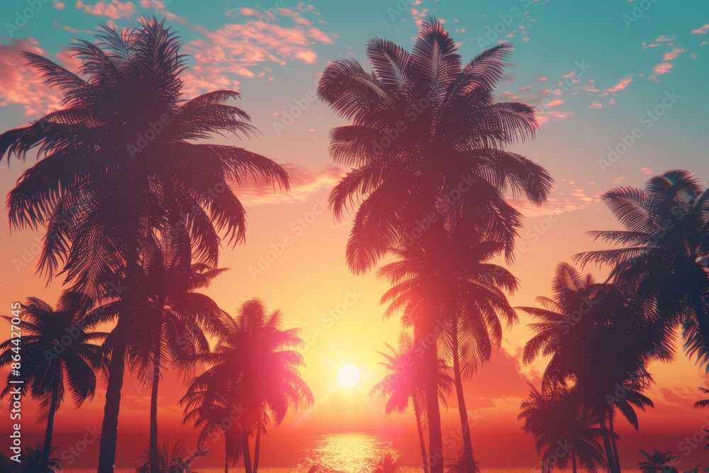 Tropical Sunset with Palm Trees Tropical Sunset with Palm Trees