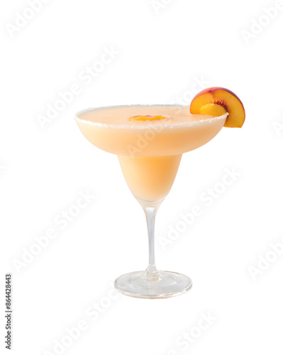 Peach daiquiri on white background, cocktails 