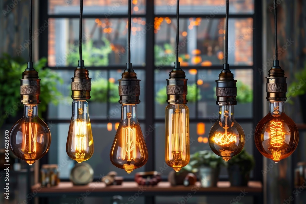 Obraz premium Vintage Hanging Edison Bulbs