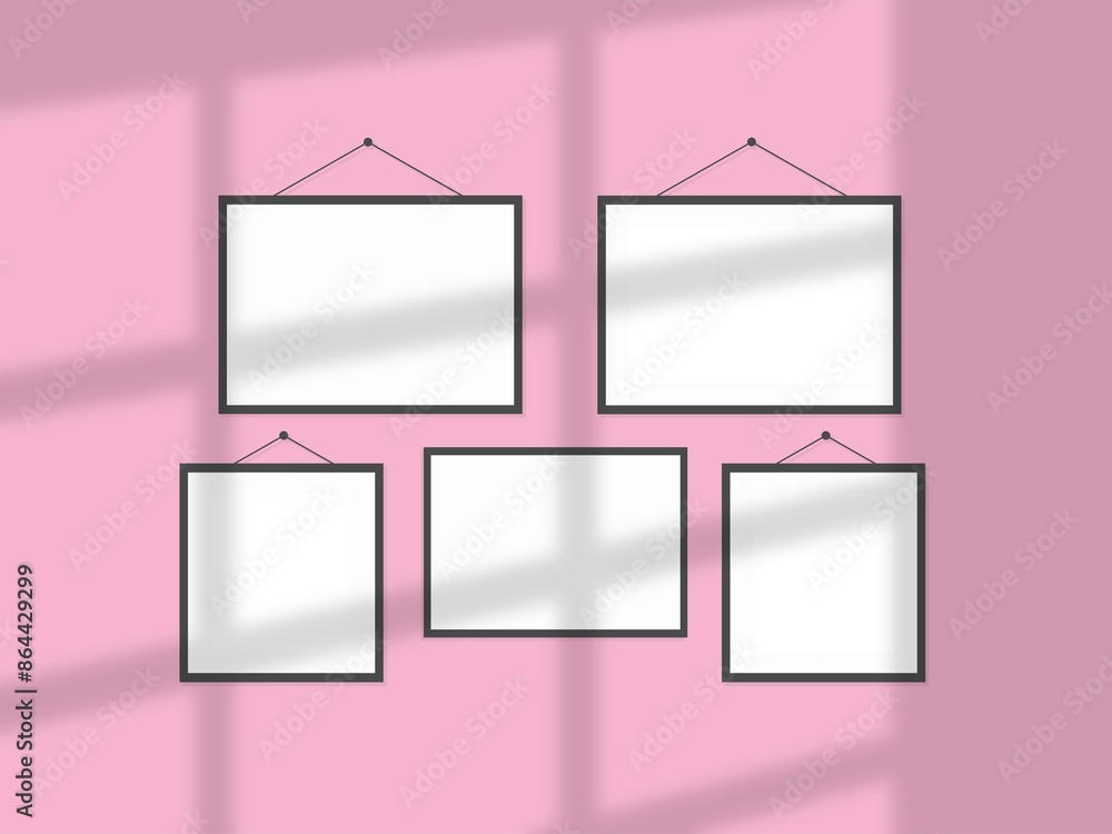 Vertical photo frame mockup with shadow overlay and pastel color background