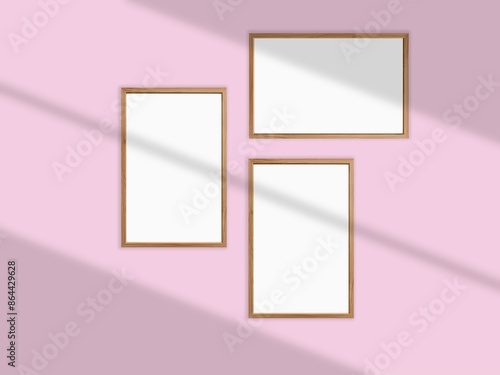 Photo frame mockup with shadow overlay and pastel color background