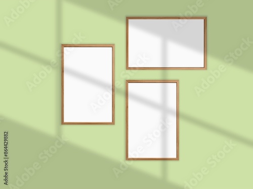 Photo frame mockup with shadow overlay and pastel color background