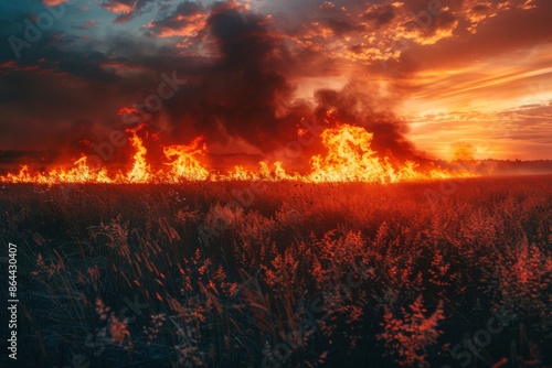 Wildfire Blaze in Grassland