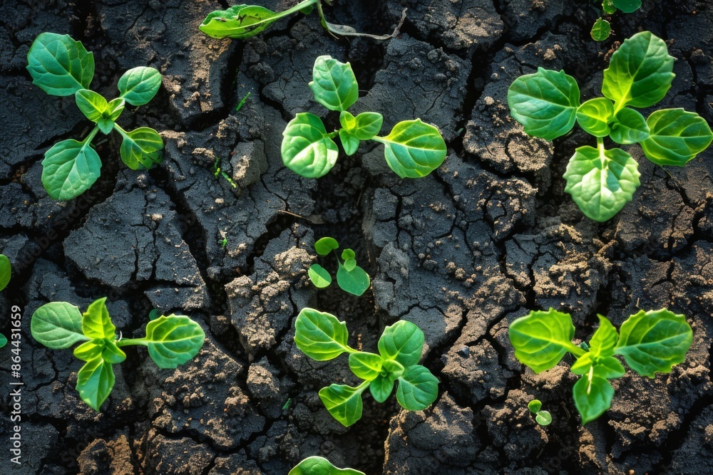 Young Plants in Dry Soil Young Plants in Dry Soil