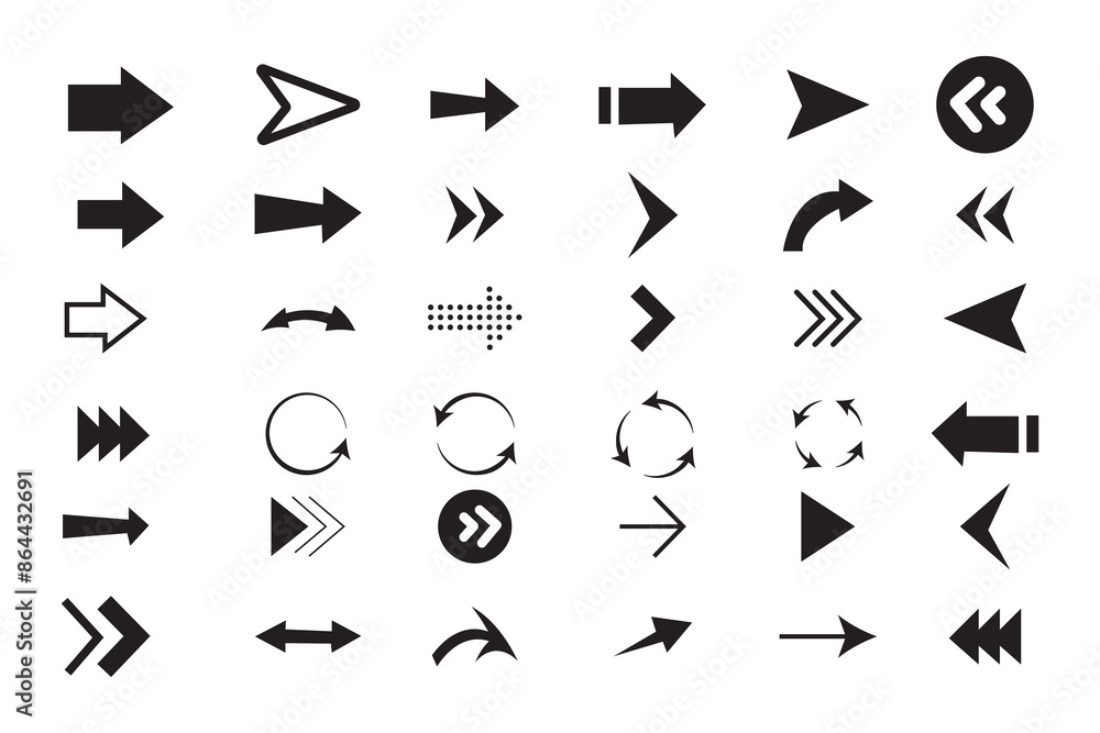 Arrows set icon. Arrow vector collection in black color. Vector illustration. Modern and simple arrows. Arrows set icon. Arrow vector collection in black color. Vector illustration. Modern and simple arrows.