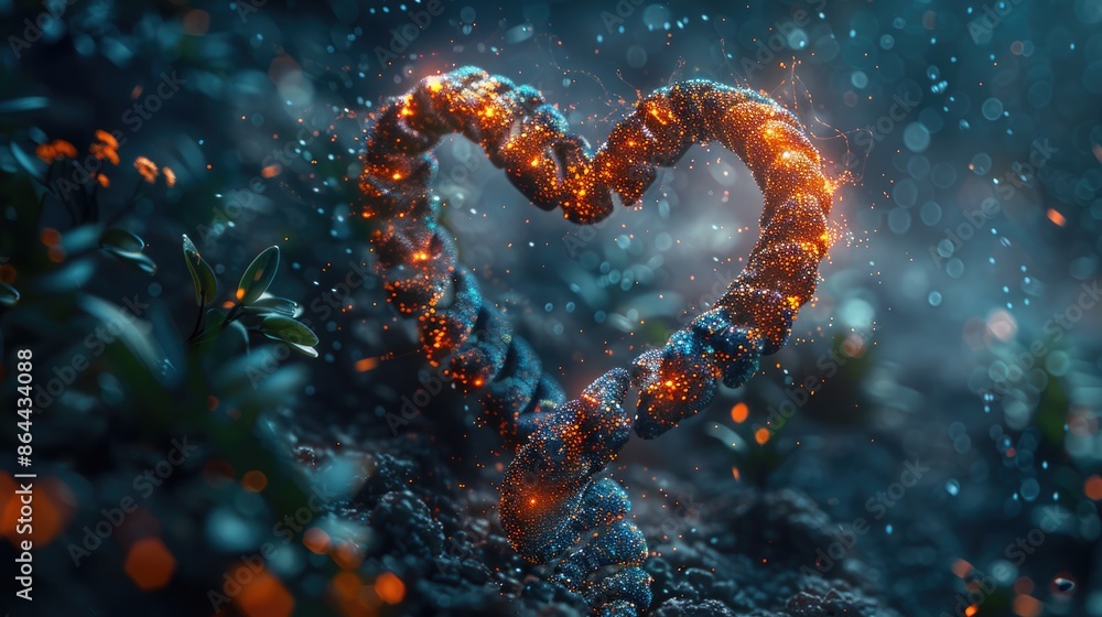 Hopeful Future in Cancer: DNA Spiral with Glowing Heart Symbolizing Immunotherapy Success Hopeful Future in Cancer: DNA Spiral with Glowing Heart Symbolizing Immunotherapy Success