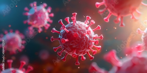 Detailed 3D rendering of the dangerous coronavirus causing the Asian flu outbreak. Concept Medical Illustration, Virus Visualizations, Epidemic Graphic Design, Biomedical Art, Healthcare Concepts