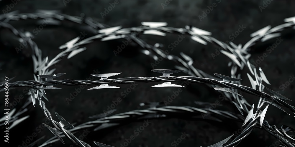 Razor wire coils in detention facilities and prisons isolated graphic ...