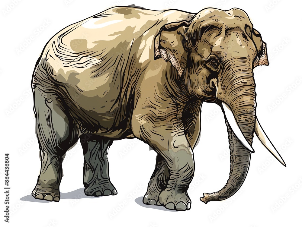 Fototapeta premium Asian Elephant Illustration. Majestic Mammal in Nature