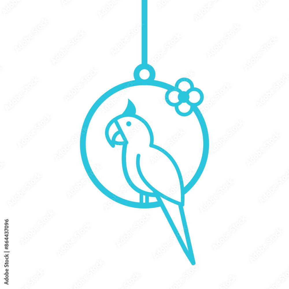Naklejka premium Talking parrot. Isolated on white background. From blue icon set.