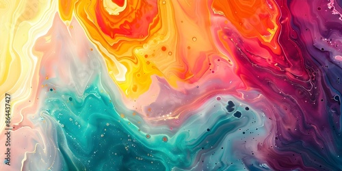 Abstract art with flowing colorful liquid in various bright colors. Concept Abstract Art, Colorful Liquid, Bright Colors, Flowing Designs photo