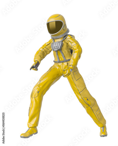 astronaut girl is in discover pose