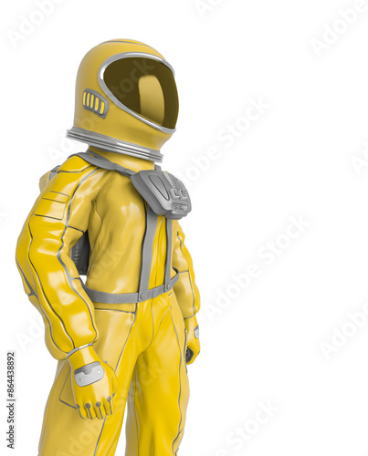 astronaut girl is standing up on close up view