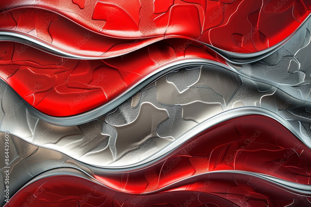 Silver red abstract wavy background created with Generative AI Silver red abstract wavy background created with Generative AI