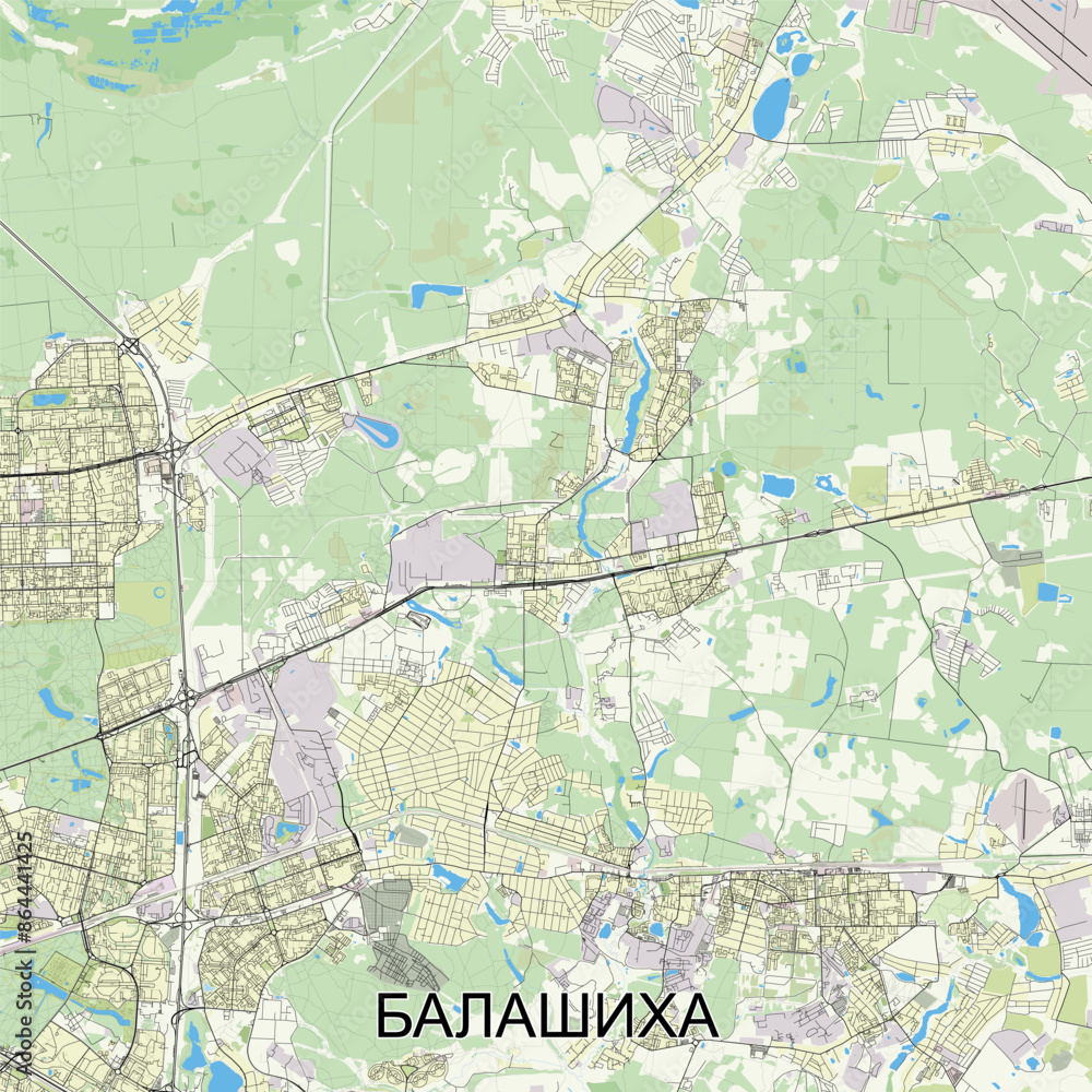 Naklejka premium Balashikha, Russia map poster art