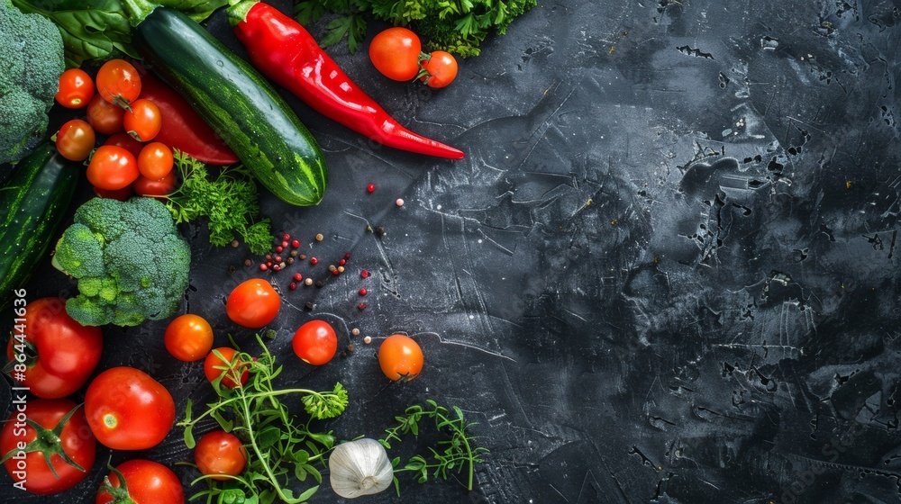 Fresh Vegetables on Dark Surface Fresh Vegetables on Dark Surface