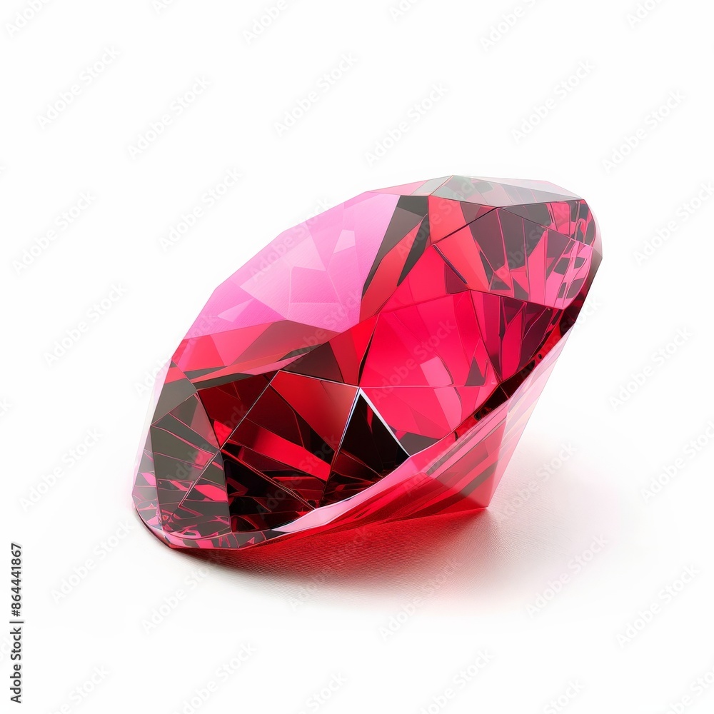 A brilliant red ruby gemstone, cut to perfection, sparkles with an alluring brilliance A brilliant red ruby gemstone, cut to perfection, sparkles with an alluring brilliance