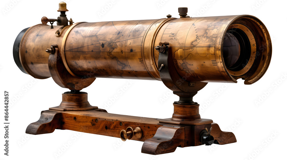 Telescope with star map, PNG file, transparent background, isolated on white Telescope with star map, PNG file, transparent background, isolated on white