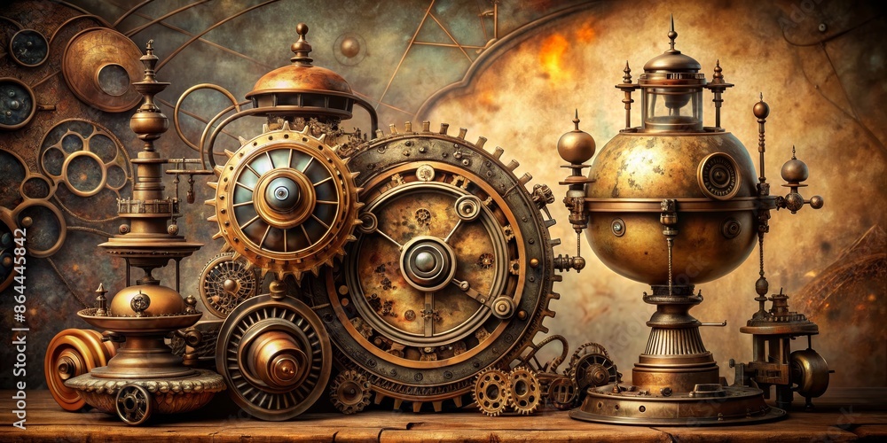 Fototapeta premium Steampunk Cogs and Gears An Imaginary Machine of Time