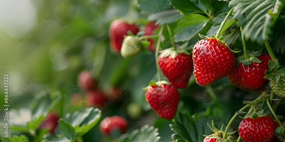 Strawberries on the Vine Ripe and Red. Concept Fresh Fruit, Healthy Snack, Sweet Treats, Farm Fresh, Vibrant Harvest Strawberries on the Vine Ripe and Red. Concept Fresh Fruit, Healthy Snack, Sweet Treats, Farm Fresh, Vibrant Harvest