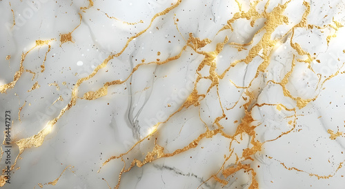 Elegant white marble texture with thin golden veins