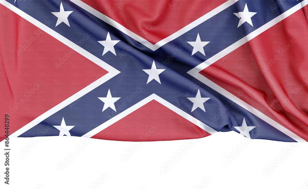 Flag of Confederate States isolated on white background with copy space below. 3D rendering Flag of Confederate States isolated on white background with copy space below. 3D rendering
