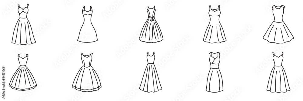 Collection of doodle dress isolated. Hand drawn vector art. Collection of doodle dress isolated. Hand drawn vector art.