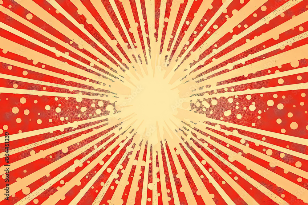 Fototapeta premium Sun burst in retro style with grungy dots. Vintage sun rays background.