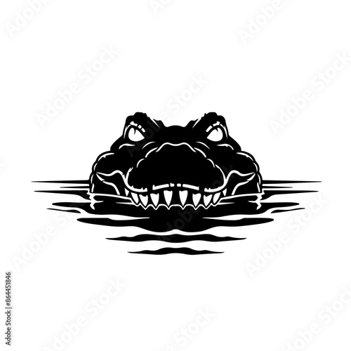 Large alligator head in water Vector Logo