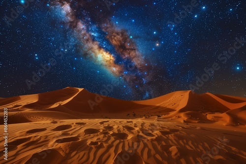 Amazing views of desert under the night starry sky